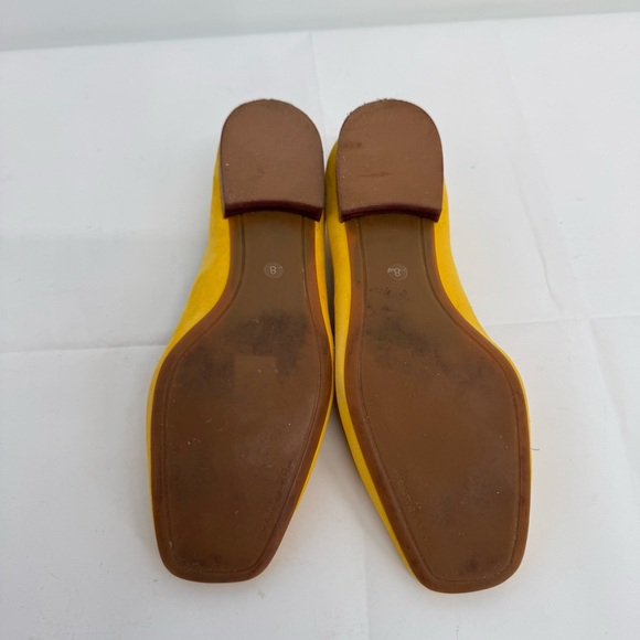Tory Burch Leigh Loafers Women’s Size 8 Yellow Flats Embossed Logo Suede - Picture 9 of 9